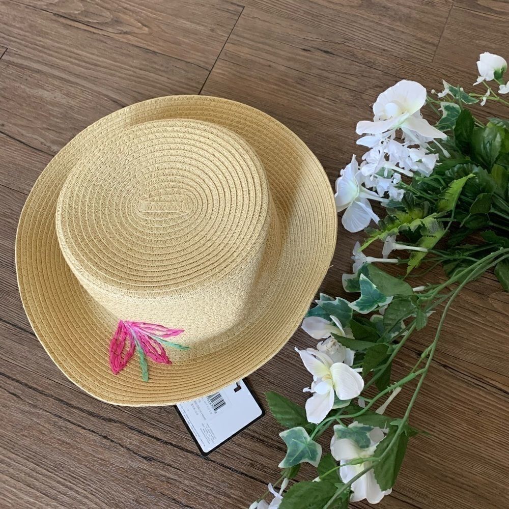 Women's Sun Straw Hat With Embroidered Flower . - Picture 6 of 11